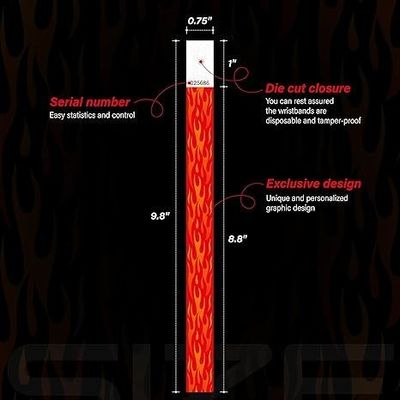 250*25 мм и 250*19 мм Tyvek бумажные браслеты с индивидуальными требованиями к печати